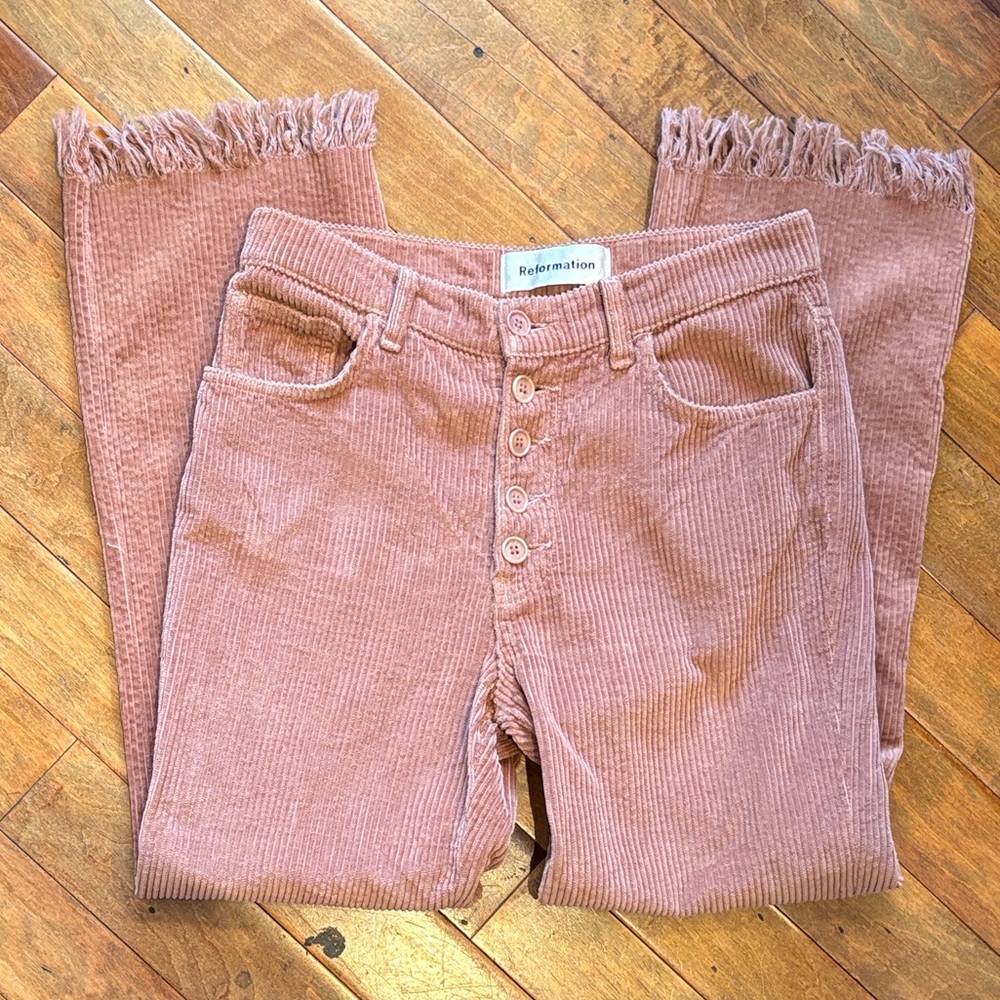 Reformation Dusty Pink Corduroy Cropped Pants (Jessie Pant in color nutmeg)